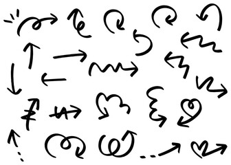 手書きの矢印セット　自由なフォルム　ベクター