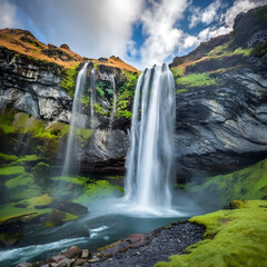 waterfall in the mountains