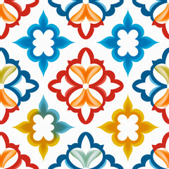 Seamless antique pattern design with vibrant color.