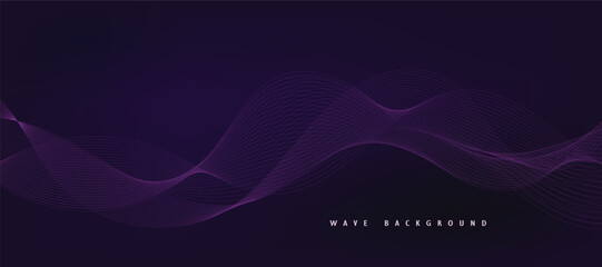 Purple background with flowing wave lines. Futuristic technology concept. Vector illustration
