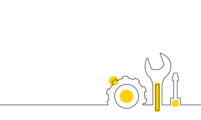Continuous line drawing mechanical services concept. Background vector illustration.