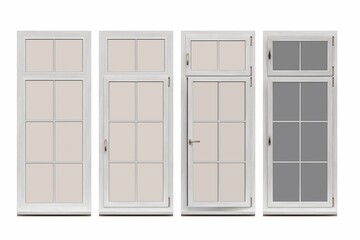windows in the interior isolated on white background, 3D illustration, cg render