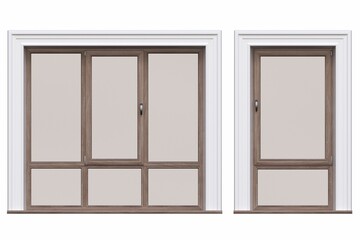 windows in the interior isolated on white background, 3D illustration, cg render