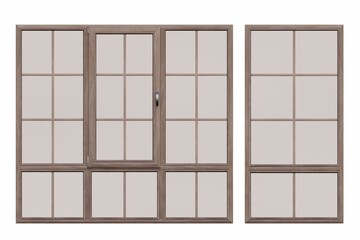 windows in the interior isolated on white background, 3D illustration, cg render