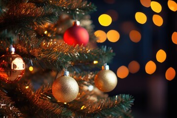 Obraz na płótnie Canvas festive christmas tree - closeup