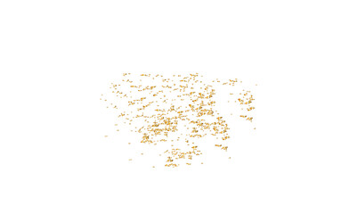Luxury gold sparkle confetti glitter and zigzag ribbon falling down on transparent background.