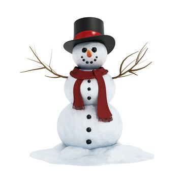 Snowman isolated on transparent background