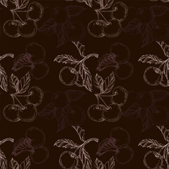 Cherry pattern for printing on fabric, paper, wallpaper. Abstract cherry print, banner. Fruit berry background.