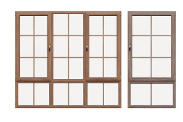 windows in the interior isolated on transparent background, 3D illustration, cg render