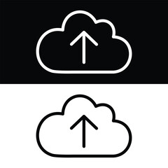 Upload Icon Vector, Black and White Version Design Template
