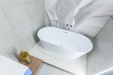 interior apartment room bathroom, sink, decorative elements, toilet