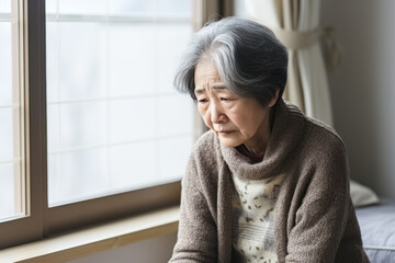 Senior Asian woman feeling depressed and stress, mental health concept