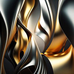 Golden silver brushed metal abstract pattern. Generative AI	
