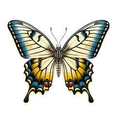 Swallowtail Butterfly Isolated on Transparent or White Background, PNG