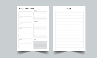 Weekly Planner KDP interior Printable Template  Vector  illustration Design.