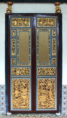 Chinese Peranakan finely carved & gilded with gold leaf drawing door.