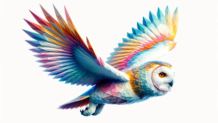 Obraz premium Colorful Polygonal Owl. Type O - Generated by AI