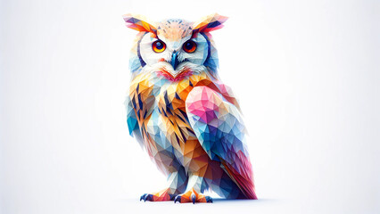 Naklejka premium Colorful Polygonal Owl. Type V - Generated by AI