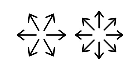 Versatile icon. Multifunction sign. Arrows pointing in different directions. Multipurpose symbol. Multi function line icon. Vector illustration on white background.