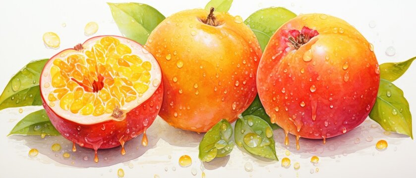 Painted in watercolors, the bael fruit graces the canvas with its warm palette. Each brushstroke captures the rustic charm and cultural significance of this sacred fruit.