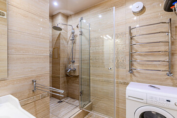 interior apartment room bathroom, sink, decorative elements, toilet