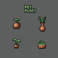 this is plant on pot icon in pixel art with simple color and black background ,this item good for presentations,stickers, icons, t shirt design,game asset,logo and your project.