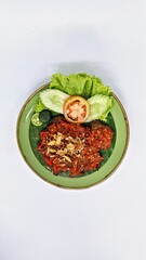 Jakarta, Indonesia - August 29, 2023: Close Up Gepuk is a Traditional Indonesian Food Made from Beef with a Sweet and Savory Taste, Usually Called Empal too. Gepuk Means Squash the Beef until Tender. 