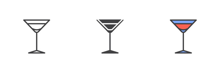 Martini glass different style icon