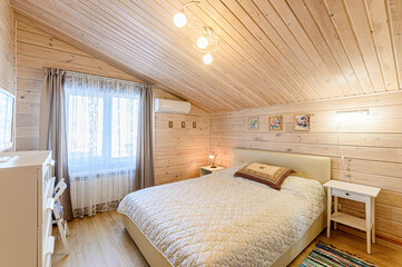 interior apartment room bedroom with bed