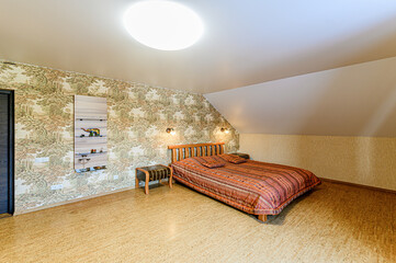 interior apartment room bedroom with bed