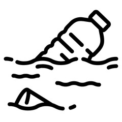 Water pollution outline icon. Vector Illustration