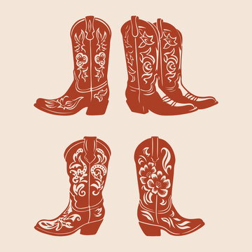 Set of cowboy boot vector