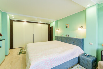 interior apartment room bedroom with bed