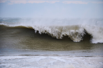 Raging huge waves during an incredibly powerful storm in the Black Sea