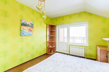 interior apartment room bedroom with bed