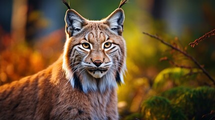 Obraz premium Wild Big Cat with Majestic Whiskers in Natural Habitat generated by AI tool 