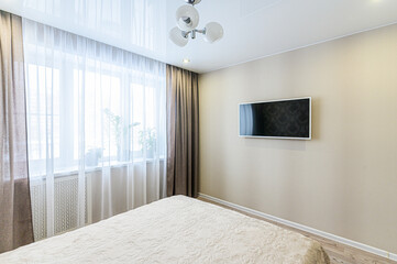 interior apartment room bedroom with bed