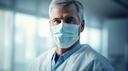 A doctor wearing protection face mask against coronavirus.