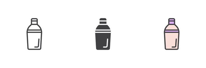 Shaker bottle different style icon set