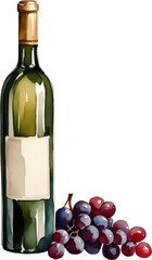 wine bottle and grapes