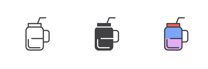 Smoothie jar different style icon set