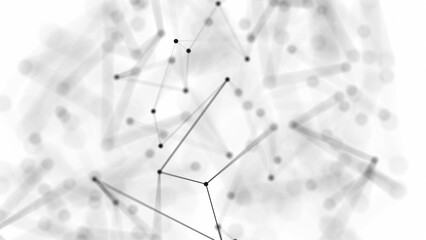 Abstract black and white illustration of the plexus molecular lattice. 3d render