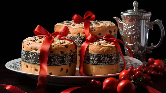 christmas cake with candles HD 8K wallpaper Stock Photographic Image 
