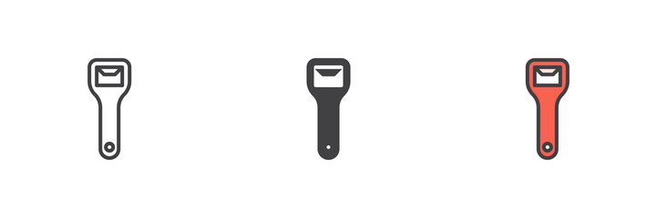 Bottle opener different style icon set