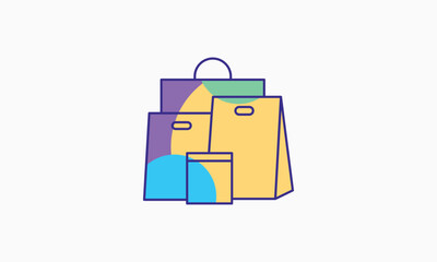 Food package icons. Meal packaging, eating packs, nutrition meat sachet cases and plastic beverage containers, paper pizza boxes, vector 