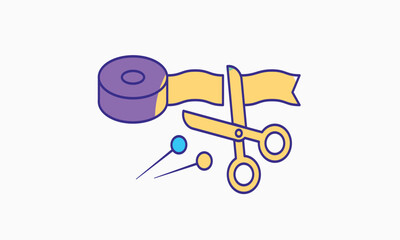 Sewing and needlework icons, thin line style, flat design