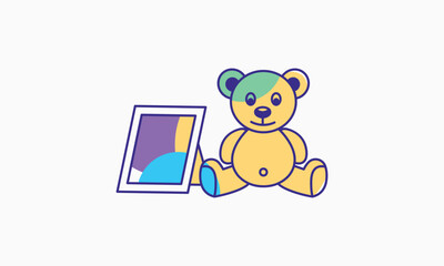 Toys, frame Icons Set on White Background. Vector