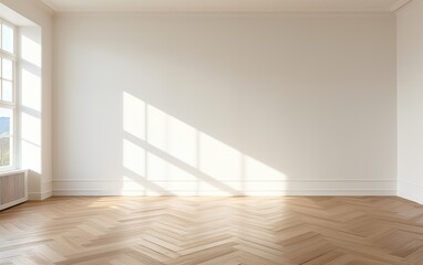 Fototapeta premium empty room with floor and window - boho style - zen mood