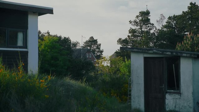 Simple homestay living housing at Jutland Denmark at golden hour