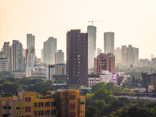 Obraz premium Mumbai the Financial capital of India High-rise skyscraper skyline. Famous Indian City.